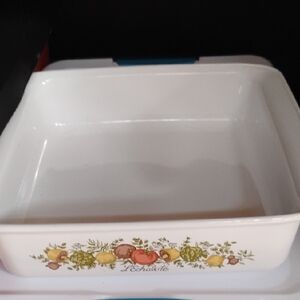 White Ceramic Baking Dish with Fruit Design